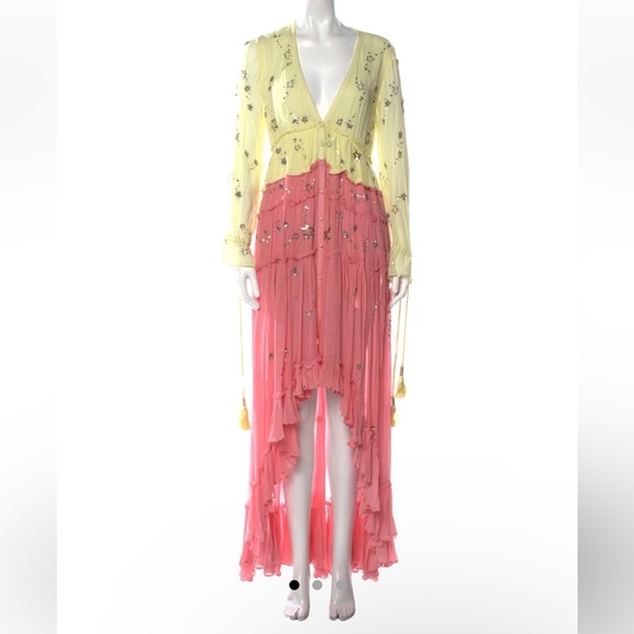 Rococo Sand Star Light Hi Lo Maxi in Pink/Yellow - Picture 3 of 4
